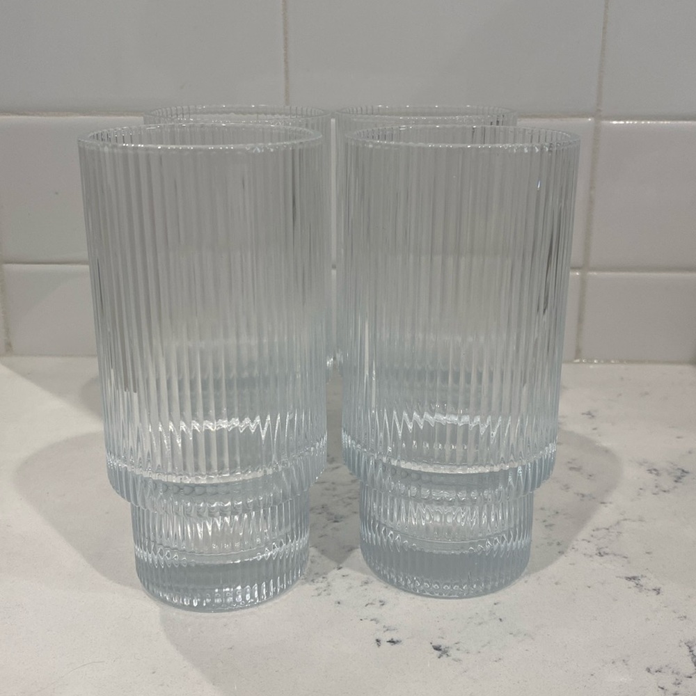 Fluted Glass Cups x 4